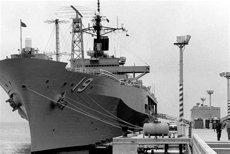 A Port Bow View Of The Amphibious Command Ship Uss Blue Ridge Lcc