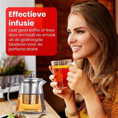 Procidi Glazen Theepot Met Filter Theekan Met Infuser Dubbelwandig