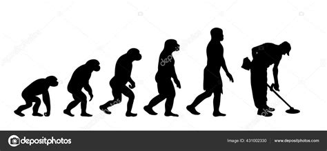 Bemalte Evolutionstheorie Des Menschen Vektorsilhouette Des Homo