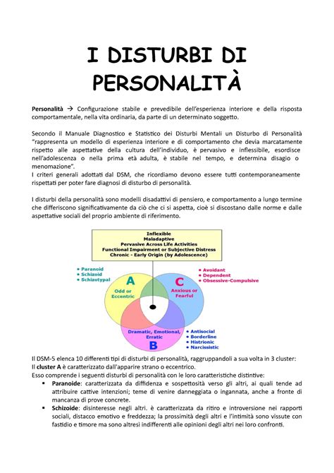 I Disturbi DI Personalità I DISTURBI DI PERSONALITA Personalita