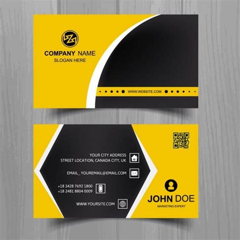 Free Vector Yellow And Black Business Card Template