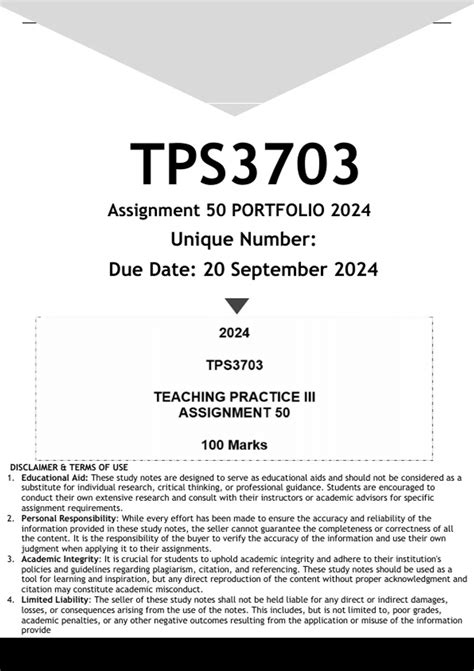 Tps Assignment Portfolio Answers Distinction Guaranteed