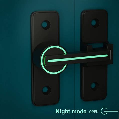 Luminous Interior Sliding Door Lock,90 Swing Door Hook Latch, Anti