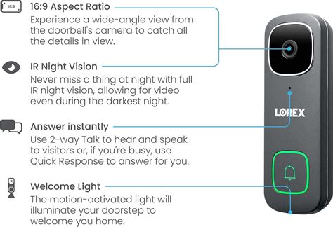 Lorex 2K WiFi Video Doorbell Home Surveillance Wired Video Doorbell