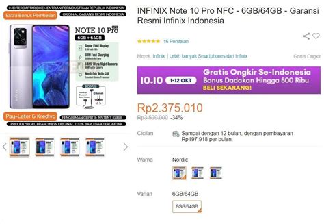 Turun Ratusan Ribu Rupiah Ini Update Harga Infinix Note Pro Bekas