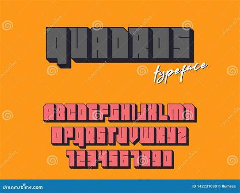 Block Font Modular Alphabet Vector Illustration