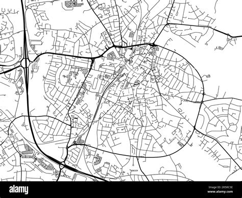 Road Map Of The City Of Walsall In The United Kingdom On A White