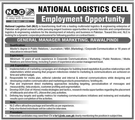 National Logistics Cell Nlc Rawalpindi Jobs Job Advertisement