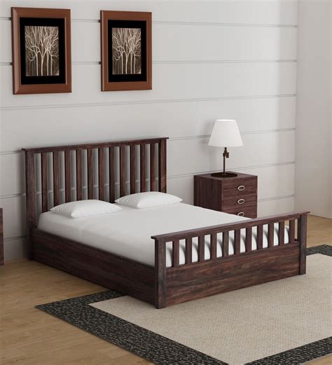 Buy Abbey Sheesham Wood Queen Size Bed With Box Storage In Provincial