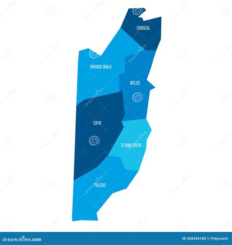 Belize Political Map Of Administrative Divisions Vector Illustration