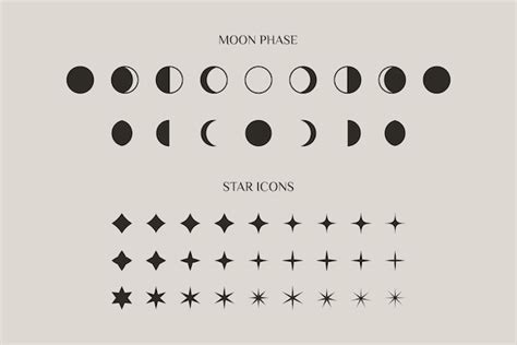 Premium Vector Set Of Moon Phase And Stars Sparkles Sign Symbol In A