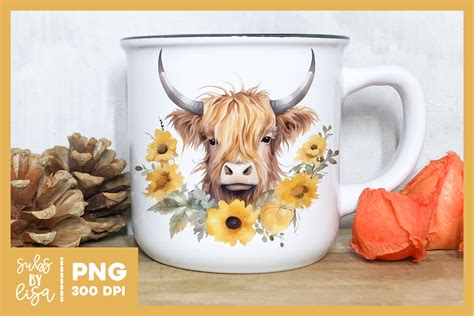 Highland Cow PNG Sublimation Design Graphic by Lisa Smith · Creative Fabrica