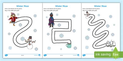 Winter Pencil Control Path Worksheet Worksheets Twinkl