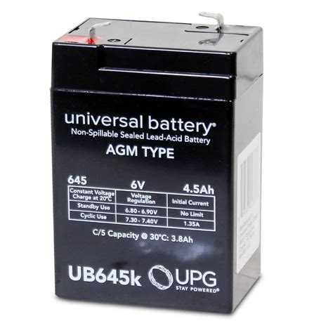 Upg Ub645 6v 45ah F1 Agm Battery For Fire And Security Panels Emergency Lights Deer Game Feeder