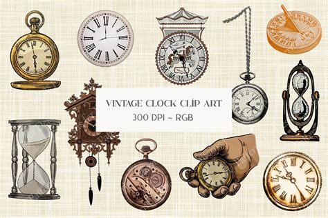 Vintage Antique Clock Clip Art Graphic by Patterns for Dessert · Creative Fabrica