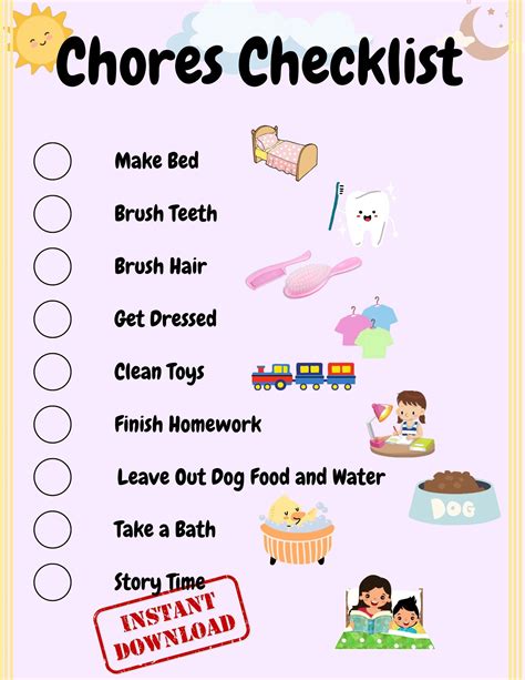 Kids Chores Checklist - Etsy