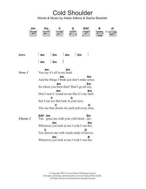 Cold Shoulder by Adele - Guitar Chords/Lyrics - Guitar Instructor