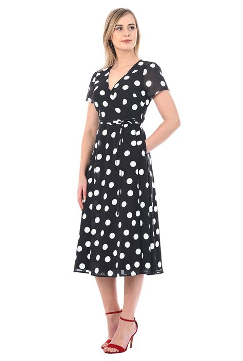 Shop Polka Dot Print Georgette Wrap Dress Eshakti