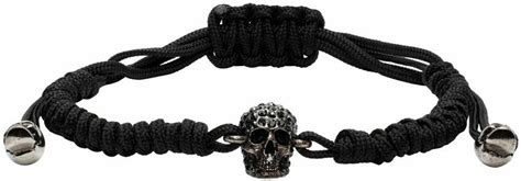 Alexander Mcqueen Black Pav Skull Friendship Bracelet Alexander Mcqueen