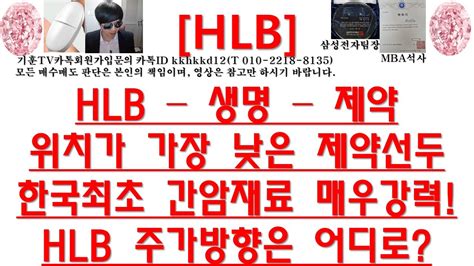 주식투자 Hlb금리발 조정장세hlb 정점은 아직 먼 상황양호한 조정흐름hlb 주가관리의지 확인 Youtube