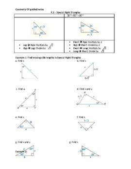 Special Right Triangles Guided Notes By Varsity Algebra TPT