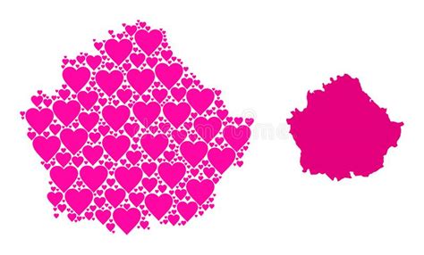 Pink Love Heart Pattern Map Of Cuenca Province Stock Vector