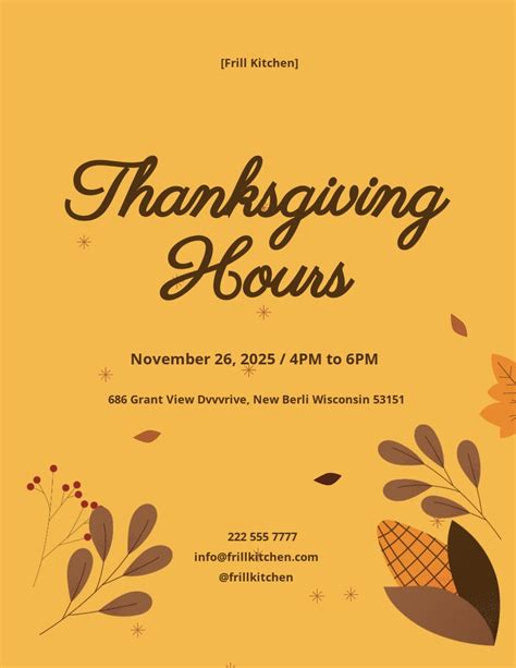 Thanksgiving Hours Flyer Template Psd Illustrator