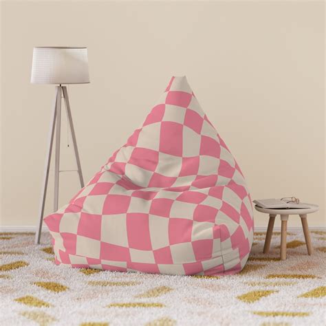 Pink Groovy Bean Bag Chair Cover, Checkered Bean Bag Chair for Toddlers ...