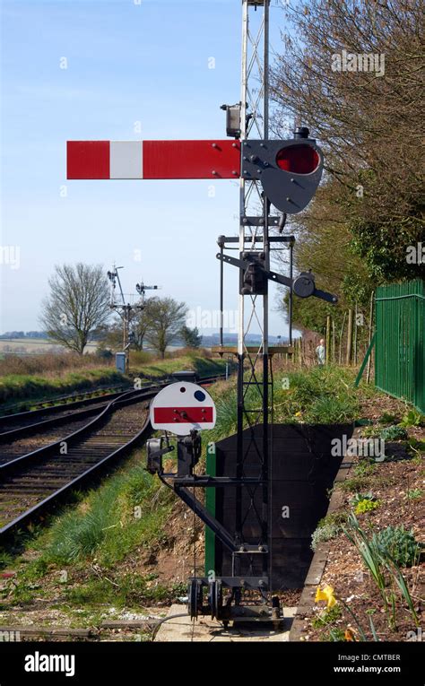 Railway Semaphore Signal Upper Quadrant Type Starting Signal At End