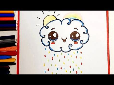 C Mo Dibujar Nubes Arcoiris Kawaii Paso A Paso F Cil Dibujos Para