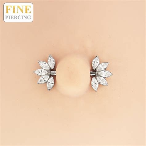 Piercing De Mamilo Em Tit Nio Cluster De Zirc Nias Navete Fine