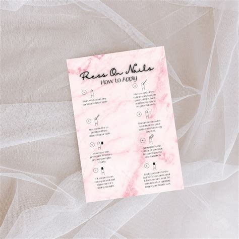 Press on Nail Application Instruction Card Template4.25x5.5/editable ...