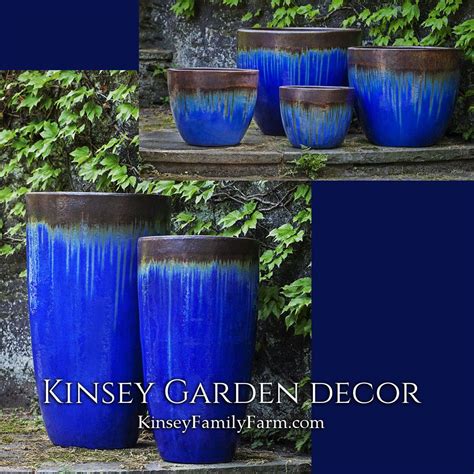 Blue Ceramic Planters Large Halvedtapes