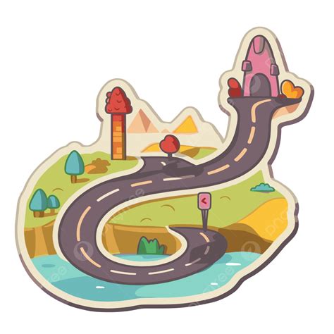 Cartoon Sticker That Depicts A Road And Houses Vector Clipart Roadmap