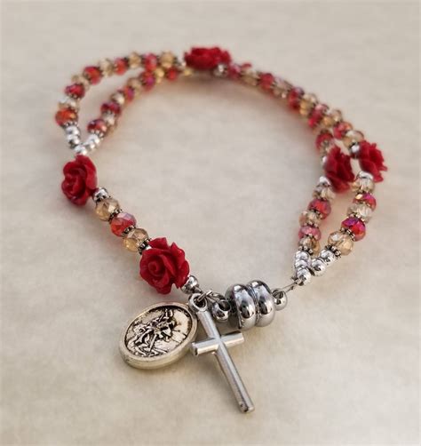 St Michael Red Rosary Bracelet Padre Pio Foundation Of America