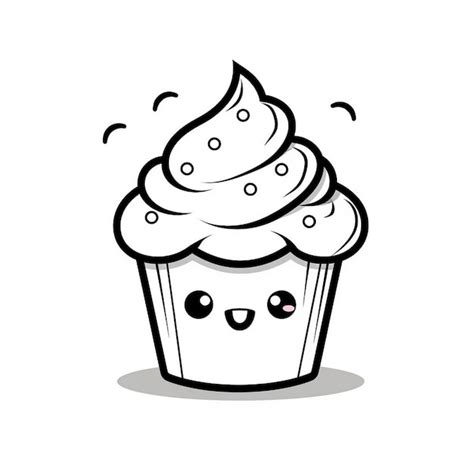 Premium AI Image | a cartoon drawing of a cupcake with a smiley face on it.