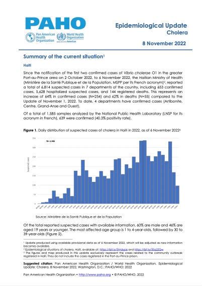 Epidemiological Update Resurgence Of Cholera In Hispaniola Paho Who