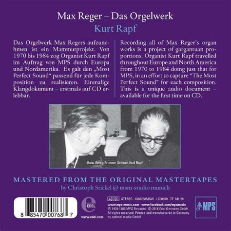 Max Reger Complete Organ Works Kurt Rapf TYQmusic