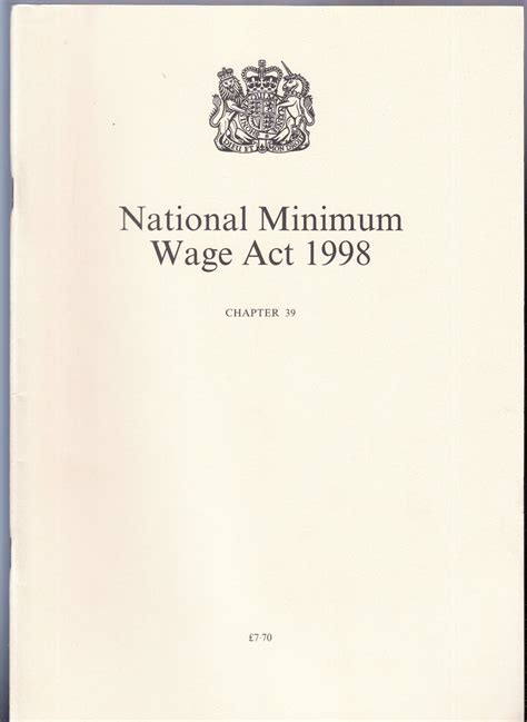 National Minimum Wage Act 1998 By Na Goodreads