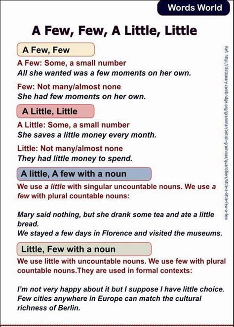 4º C y D: BILINGUAL SUBJECTS: GRAMMAR: A little / a few OR few / little