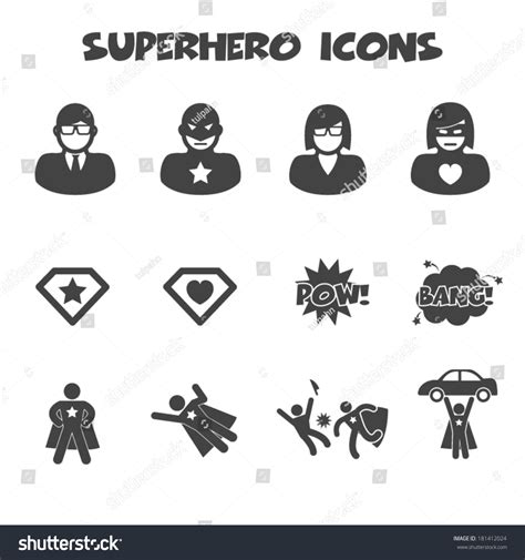 Superhero Icons, Mono Vector Symbols - 181412024 : Shutterstock