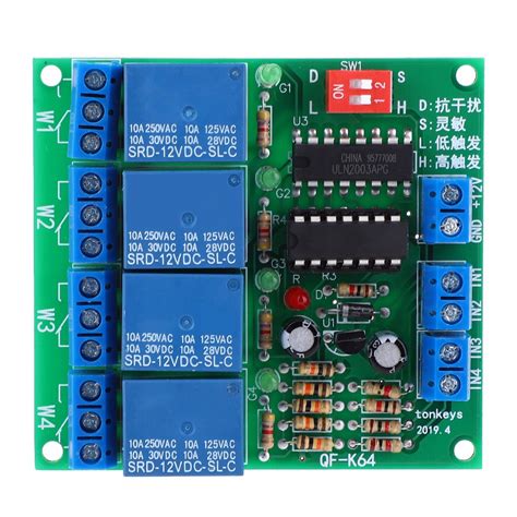 K64 A 12V 4 kanałowy moduł przekaźnikowy 1010190099311 za 45 68 zł z