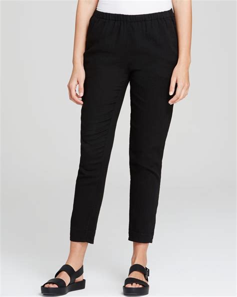 Eileen Fisher Petites Tapered Cotton Ankle Pants in Black | Lyst