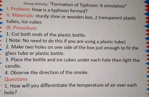 Group Activity Formation of Typhoon A | StudyX