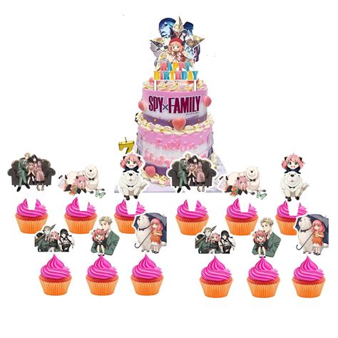 spy family cake topper cupcakes set birthday party supplies decoration