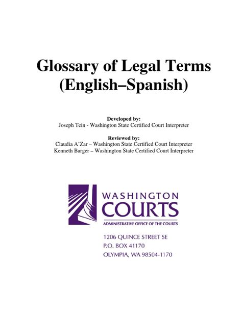 Glossary Of Legal Terms English Spanish Pdf Criminología