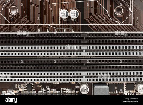 Memory Slots Close Up On Computer Motherboard Stock Photo Alamy