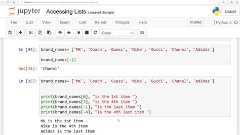 Fundamentals Of Pythonlesson 14access List Using Index English Youtube