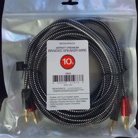 Monoprice Affinity Premium Braided Speaker Wire 10ft Audio Other