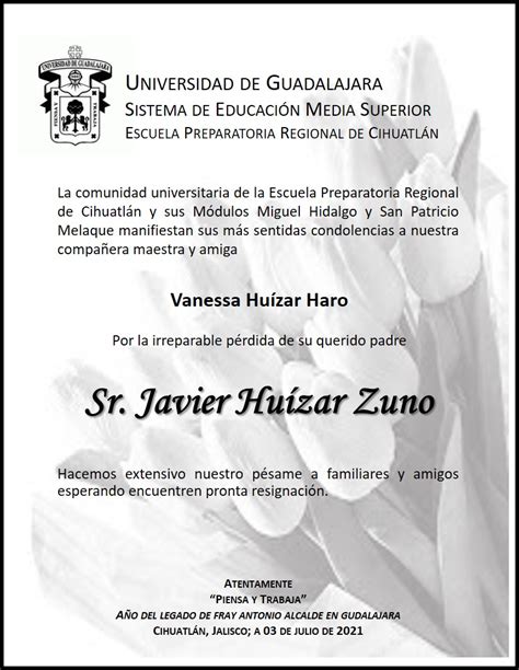 Obituario Escuela Preparatoria Regional De Cihuatl N